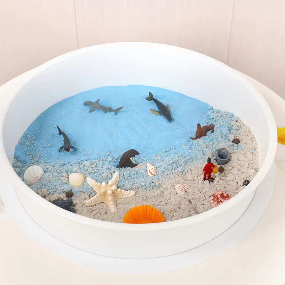 Montessori Sensory Bin with Lid and Inserts 4