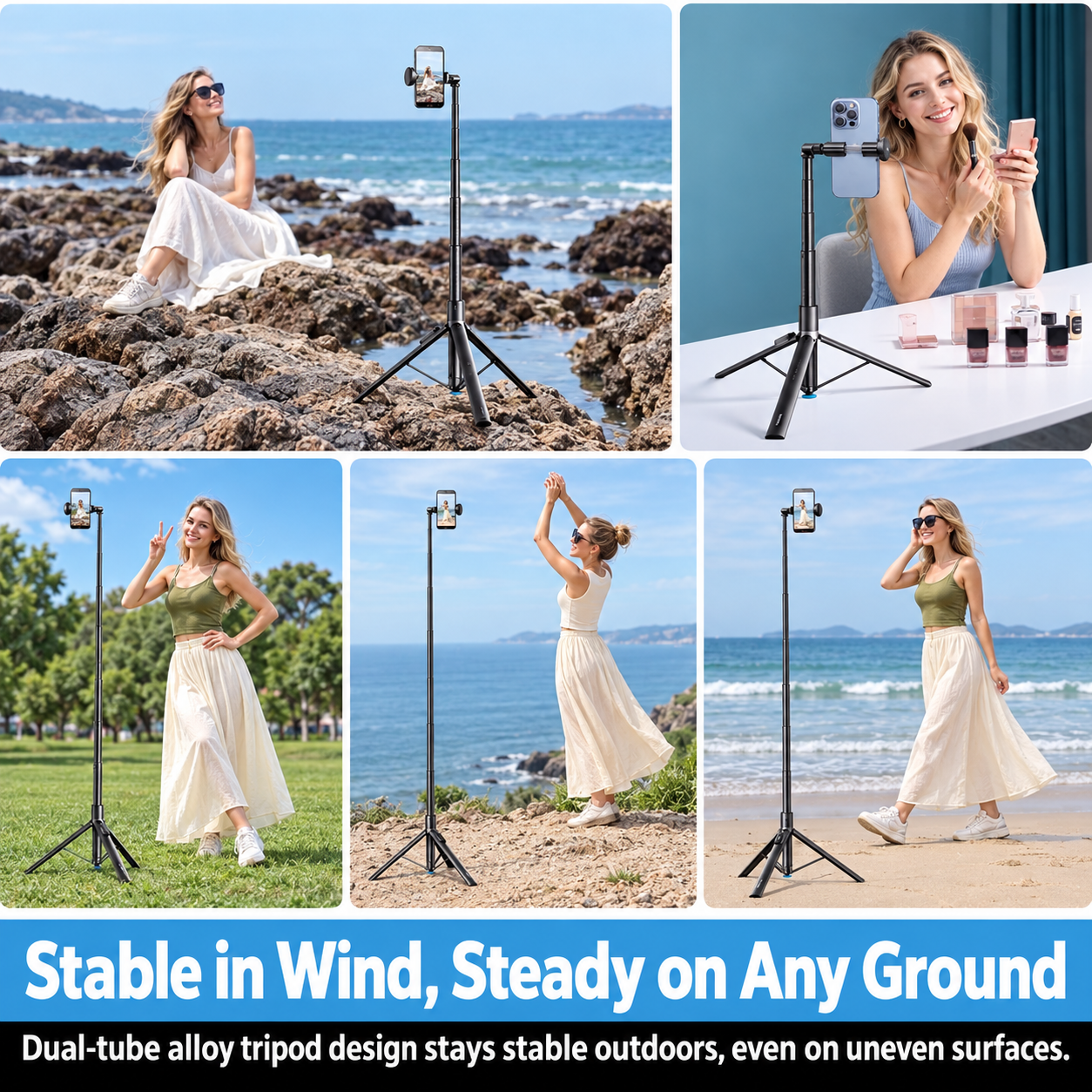 170cm Auto-Open Aluminum Alloy Selfie Stick Tripod for 4