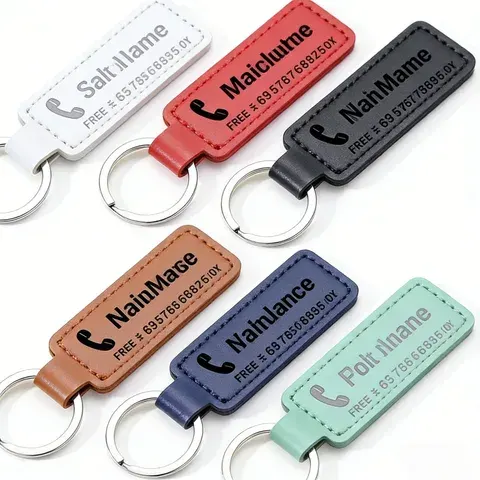 Engraved Leather Keychain