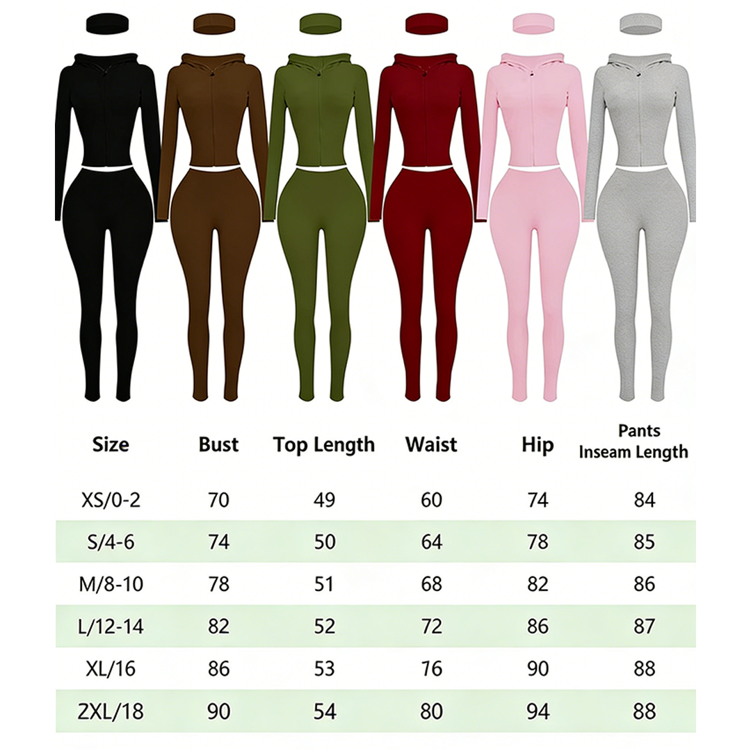 Women's Two-Piece Hoodie Set, Breathable 3