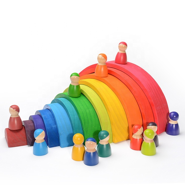 Colorful Rainbow Wooden Building Blocks 3