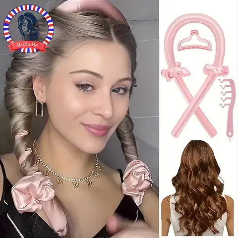5-teiliges Styling-Set 4-in-1 Hitzefreies Curling-Set Haarstab Stirnbänder Clips