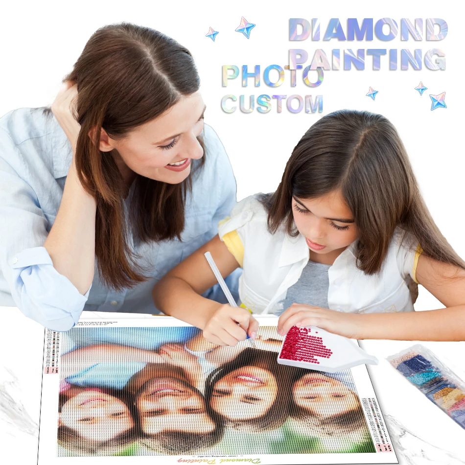 Vollständiges Quadratisches Rundes Foto Individuelles Diamantgemälde DIY-Diamanten-Stickerei Kunstset
