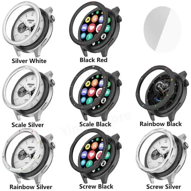 Metall-Lünettenring für Xiaomi Watch S4 S3 Schutzfolie mit 3
