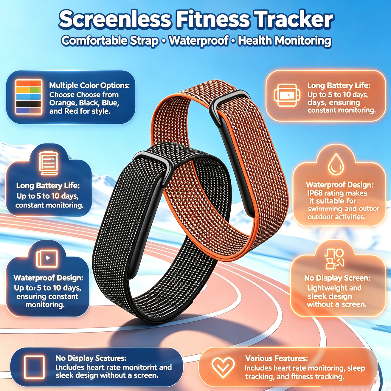 Smart Bracelet Heart Rate Blood Oxygen Sleep Monitor