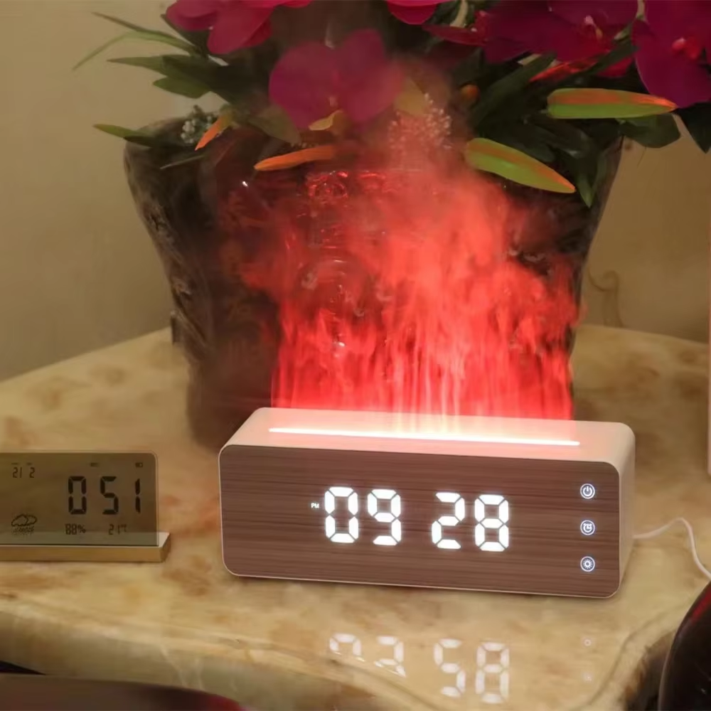 Homefish Flame Humidifier Aromatherapy Machine With Clock Humidity