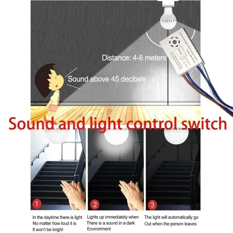 Schall- und Sprachsensor-Schalter Intelligentes Schaltermodul Detektor für Automatisches 3