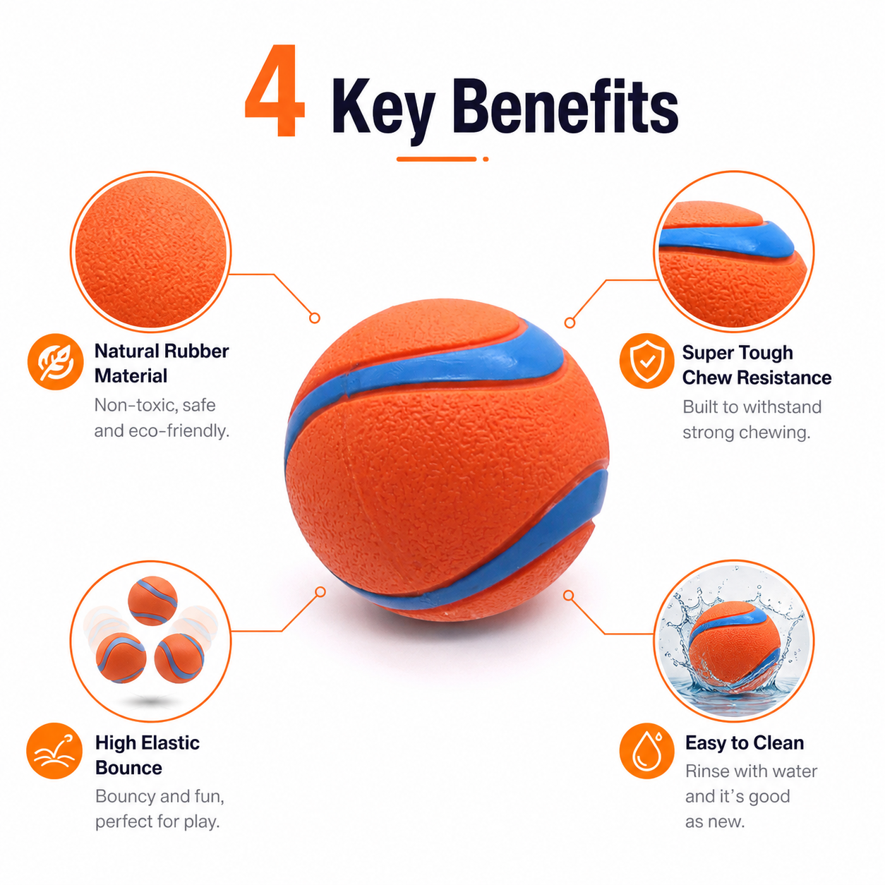 Price Eco-Friendly Orange Rubber Pet Ball Durable Bounce 3