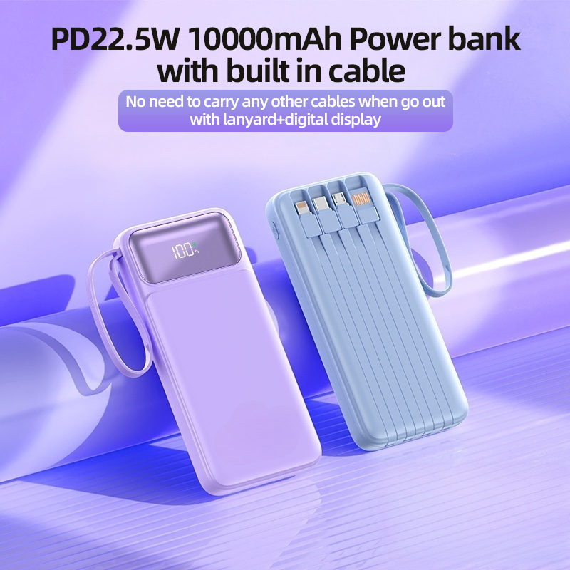 Portable 10000mAh Power Bank With Lanyard Type C 2
