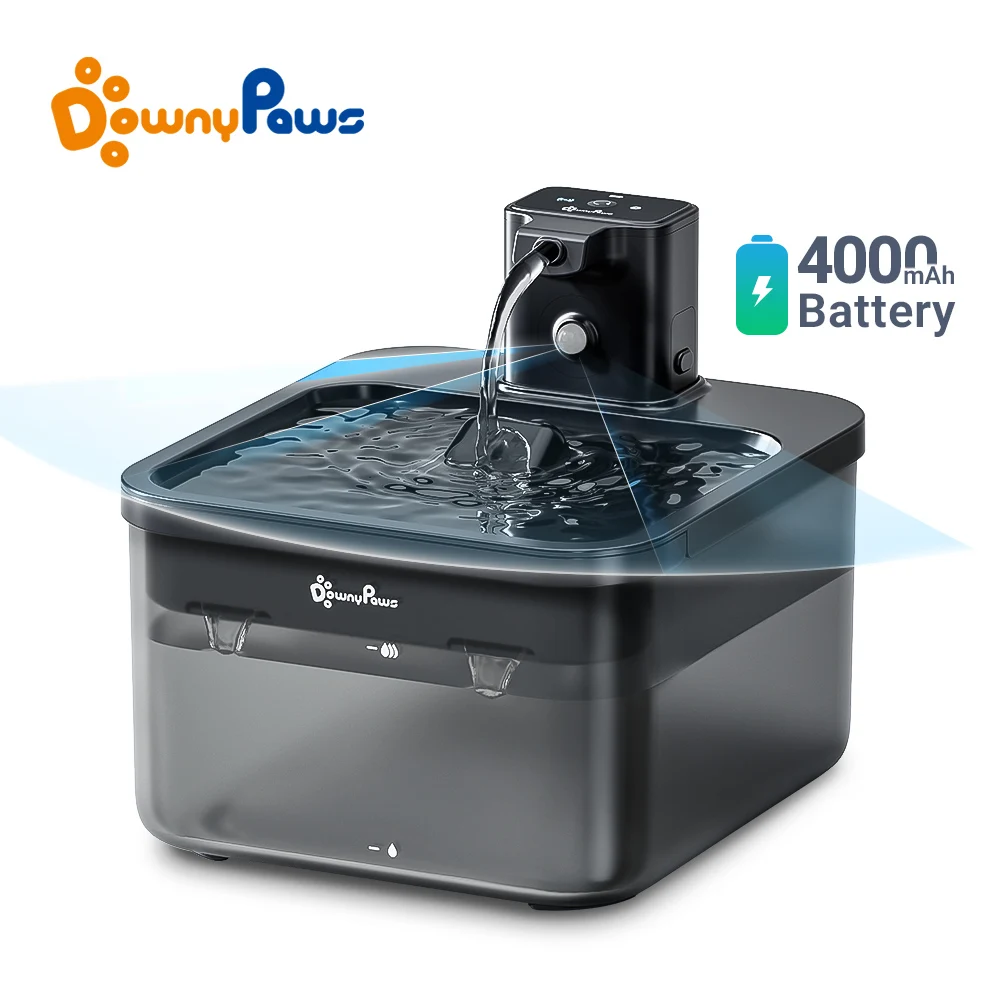 DownyPaws 2 5 l Kabelloser Katzen-Wasserbrunnen Batteriebetrieben Automatischer