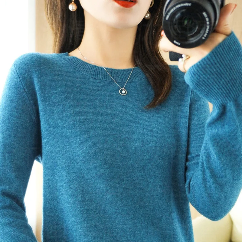 Herbst und Winter Kaschmirpullover Damen Rundhalspullover Lässig Gestrickt 3