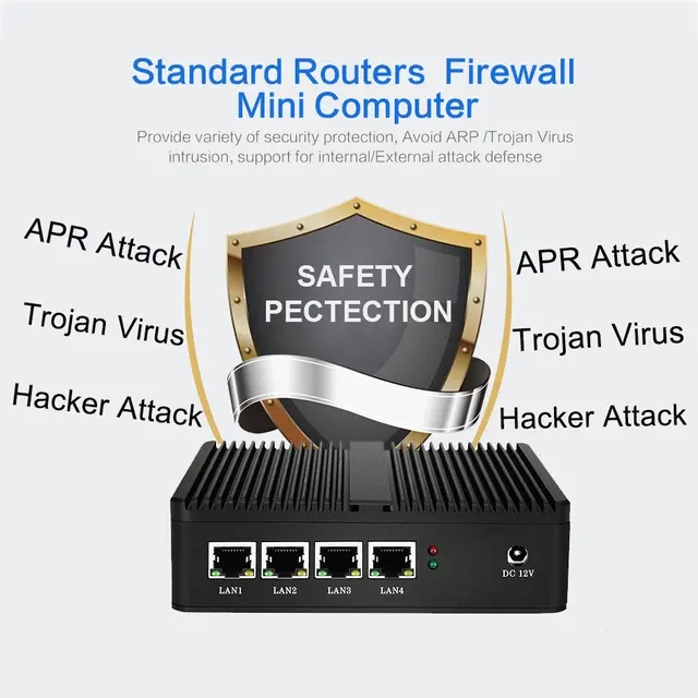 Lüfterloser Mini-PC 4 Ethernet Celeron J1900 N2830 Firewall 3