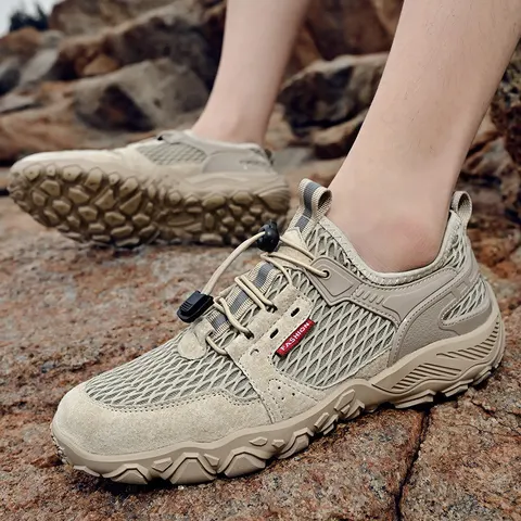 Men's Summer Leather Breathable Outdoor Sports Casual Shoes