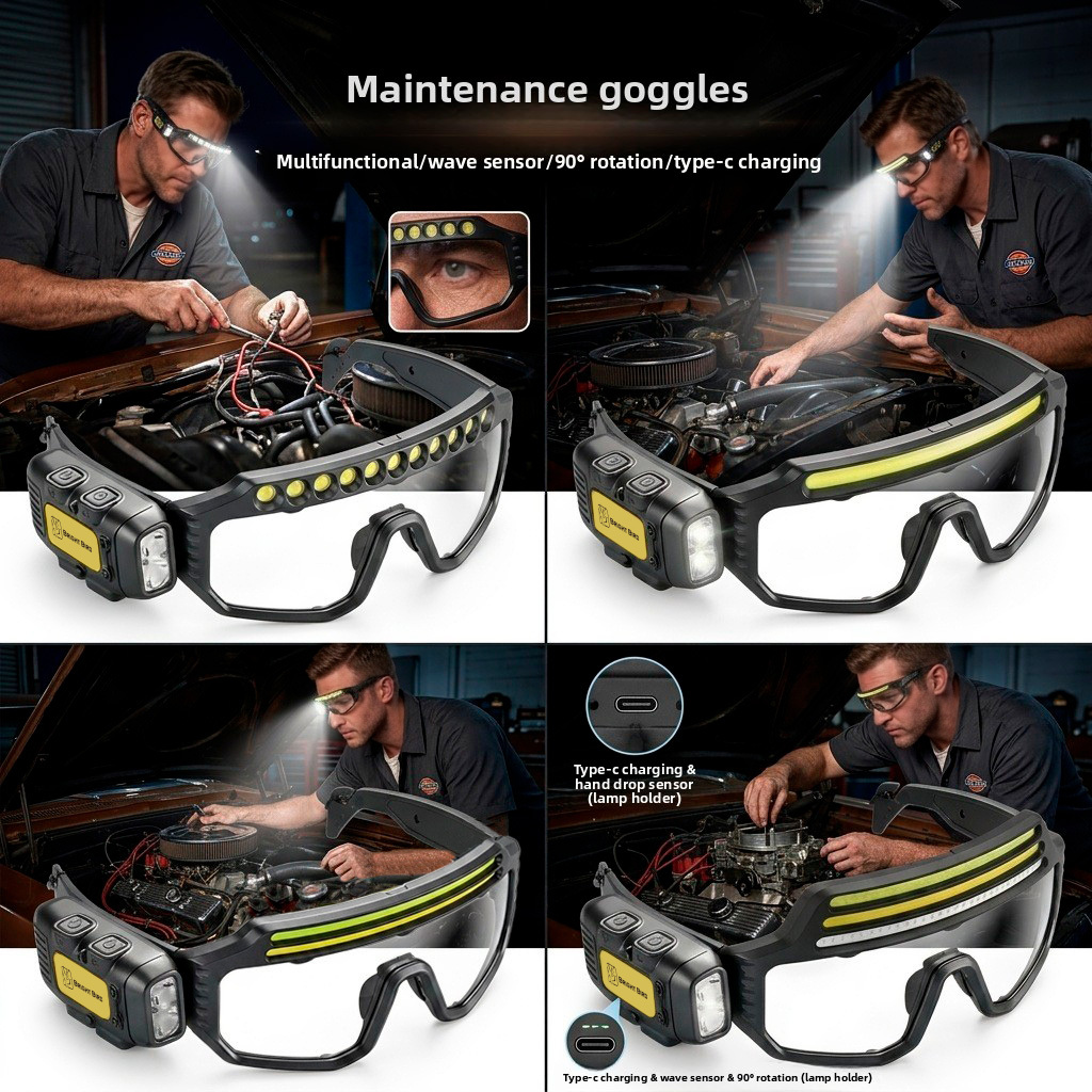 Rechargeable COB Headlamp USB-C 1200 MAh LED Headlight 2