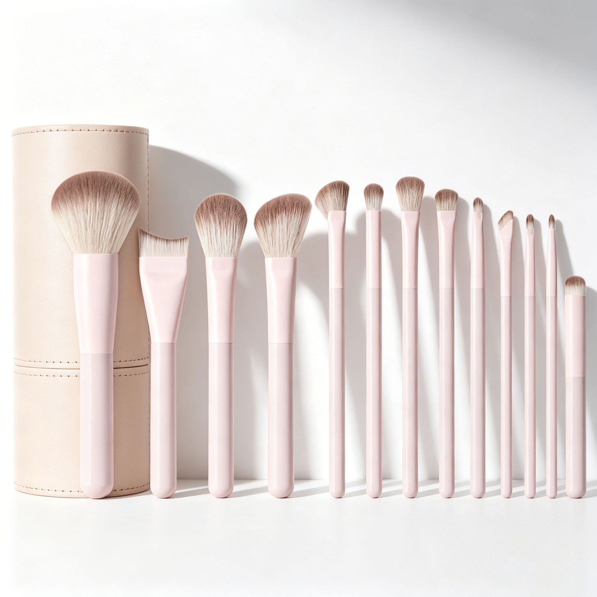 Cherry Pink Makeup Brush Set with Case