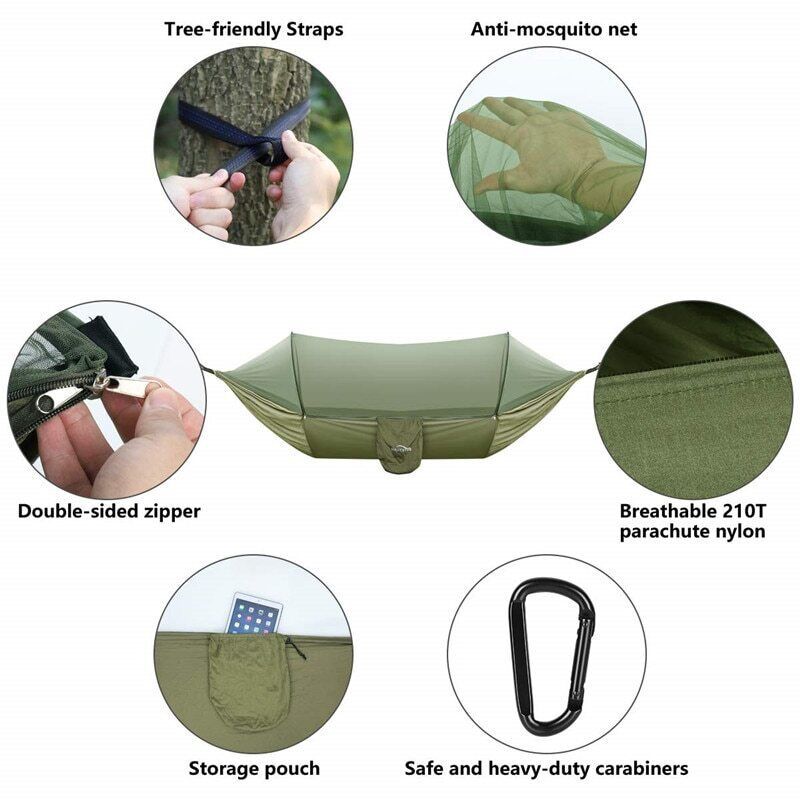 70D Lightweight Hammock with Tree Straps 2