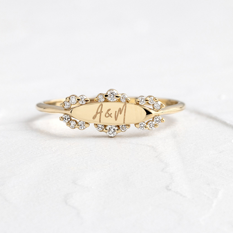 925 Silver Signet Ring Zirconia Engravable 2