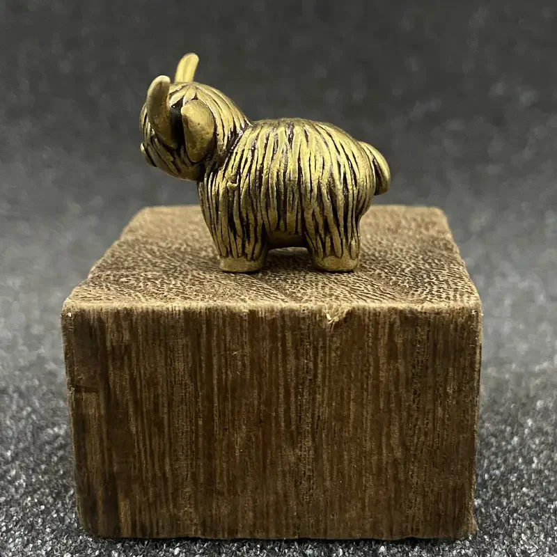 Brass Highland Cow Desk Figurine 2