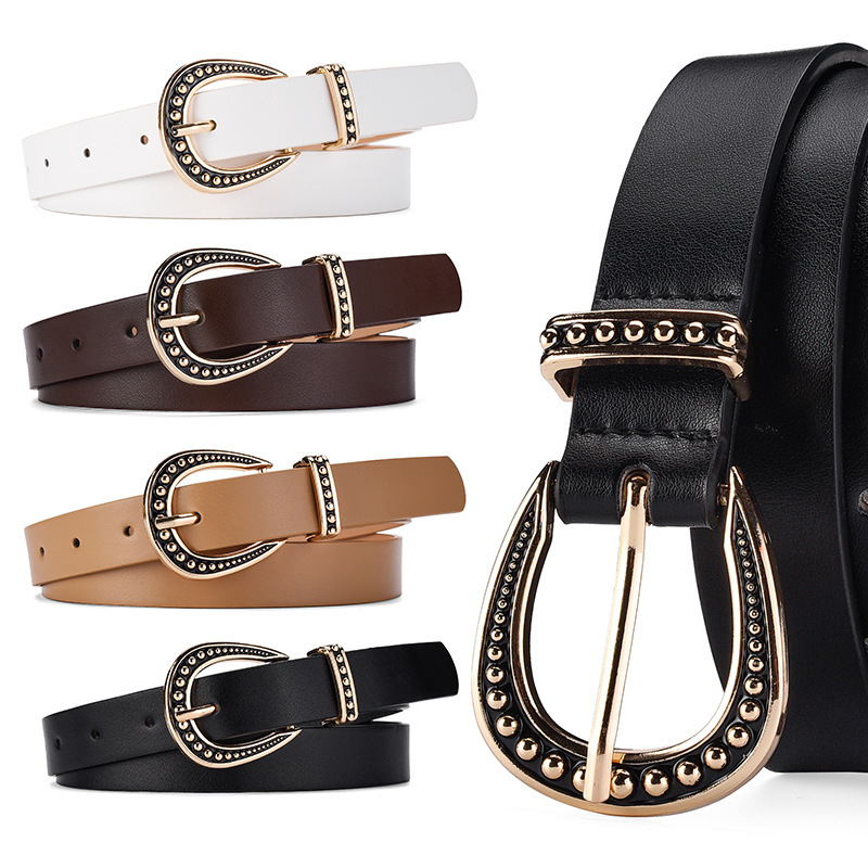 Vintage Women Faux Leather Belt with Buckle