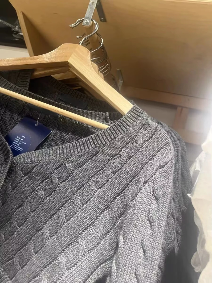 Twisted Flower Abgeschnitten Strickwaren Frauen Baumwolle V-ausschnitt Einreiher 4