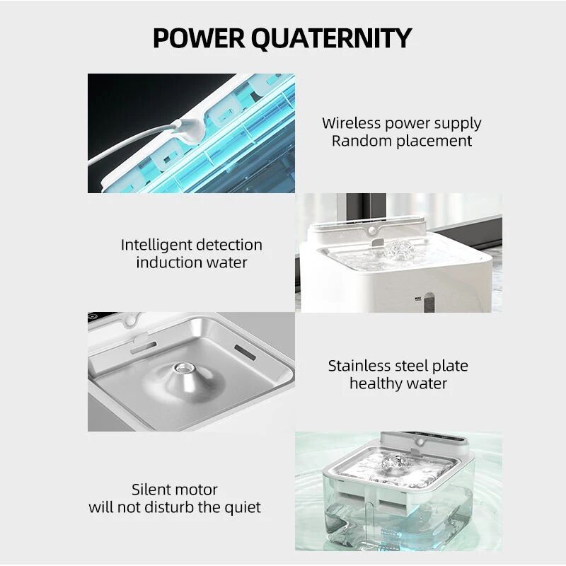 Smart Automatic Pet Water Fountain 2L Recirculate Filtering 4
