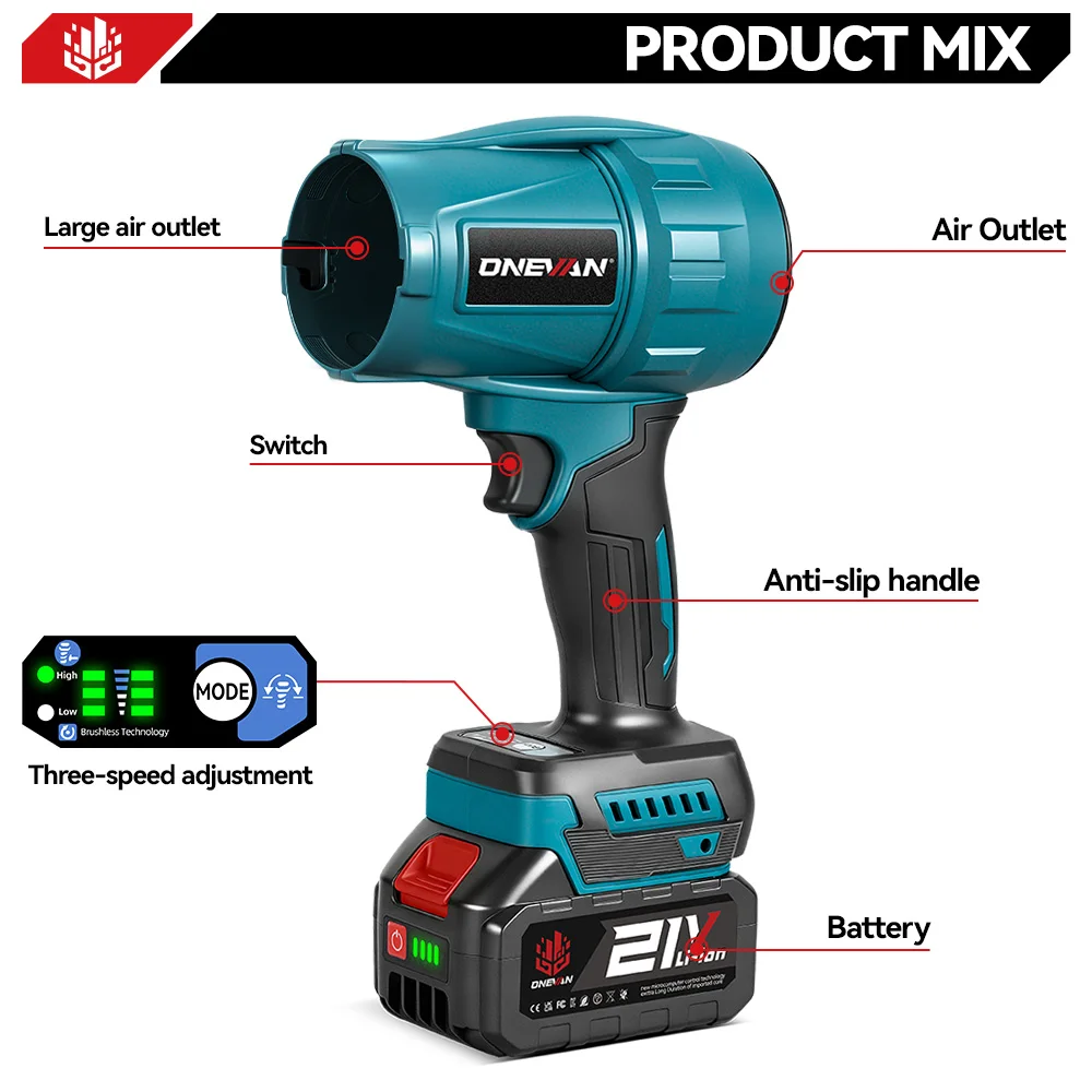Cordless Brushless Leaf Blower 5500W 2