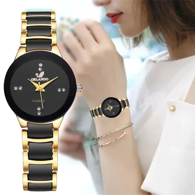 Rhinestone Women's Watch with Steel Strap 2