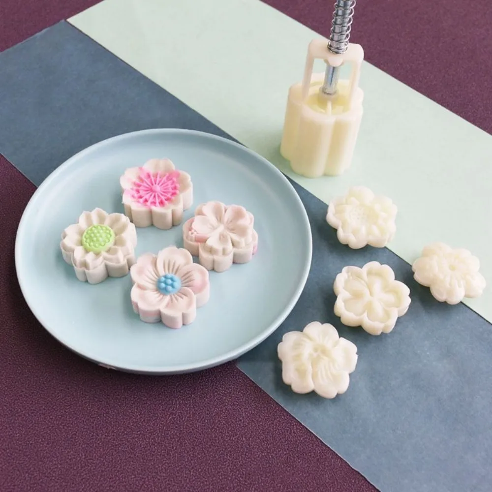 1set DIY Mooncake Form Kunststoff Handpresse Gebäck Mungobohnen 3