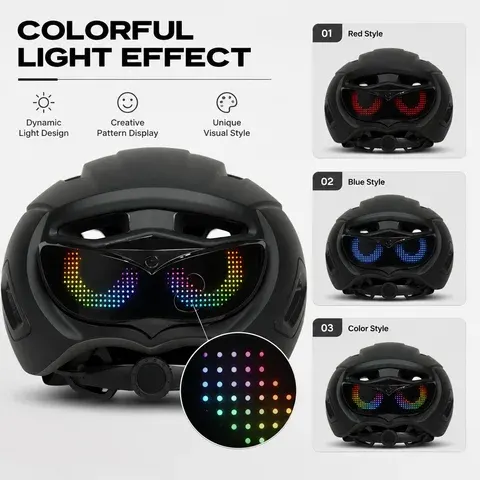 Verstellbarer Smart-LED-Fahrradhelm für Damen und Herren Sicherheitshelm Radfahrer