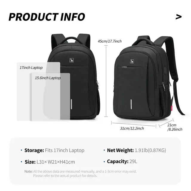 OIWAS Wasserdichter Computerrucksack mit Großem Fassungsvermögen und USB-Ladeanschluss 2