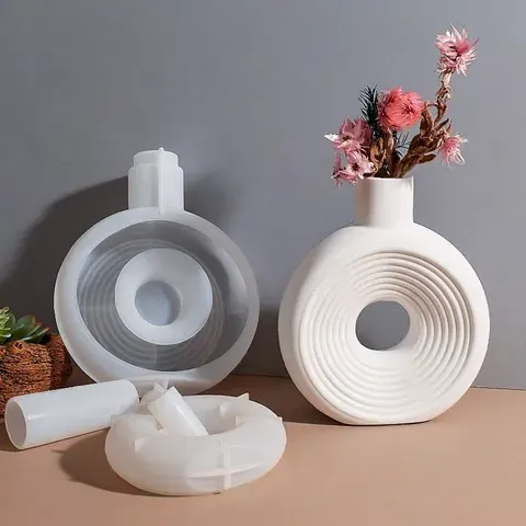Ovale Streifen-Silikonform für Vasen Hohlraumform Blumentöpfe Hitzebeständige Flexible