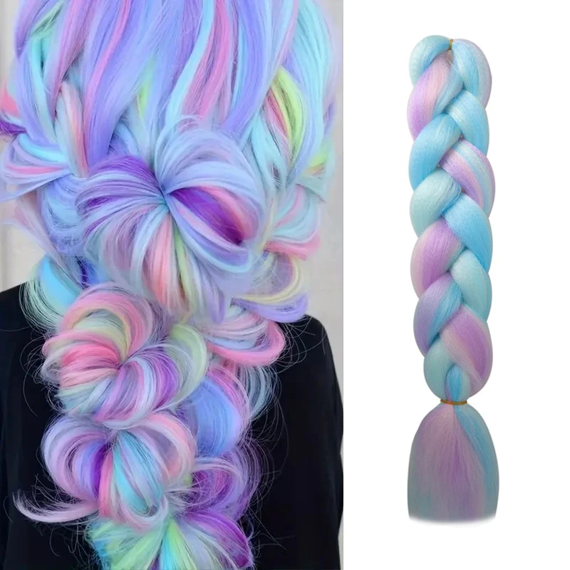 24 Zoll Synthetische Lange Zopf-Haarverlängerung Jumbo-Haar Ombre Mehrere