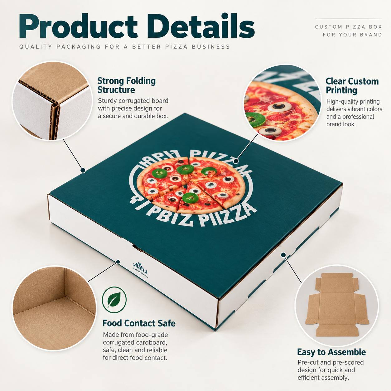 Biodegradable Square Colorful Pizza Box 3