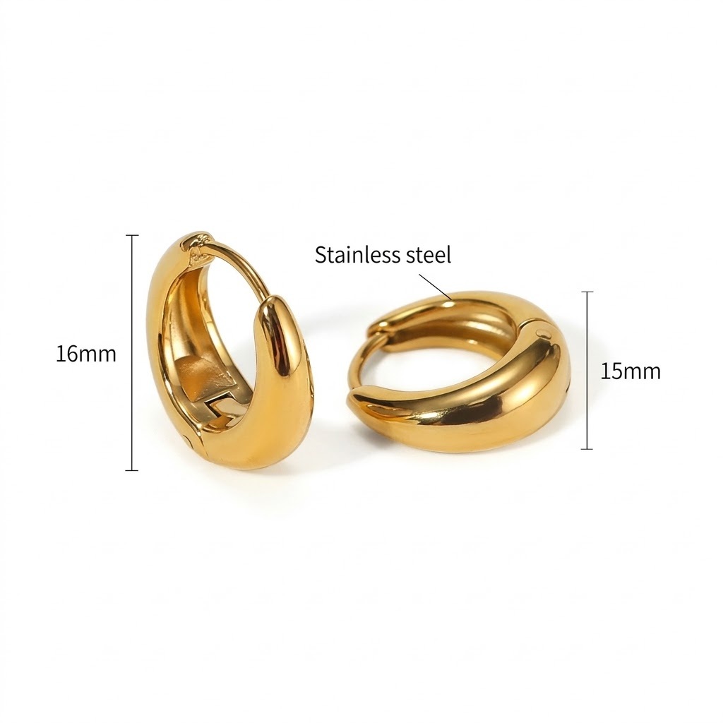 Waterproof Stainless Steel Chunky Hoop Earrings 3
