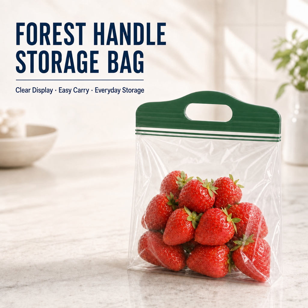 Clear Double Zipper Food Storage Bags With Handle