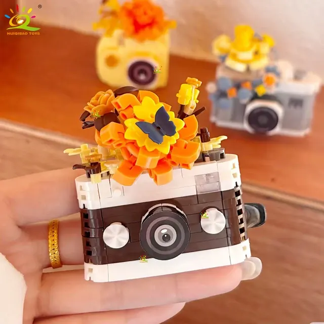 Mini Camera Building Block Set with Flower Design 3