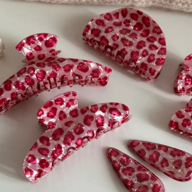Korean Pink Leopard Print Hair Clip 3