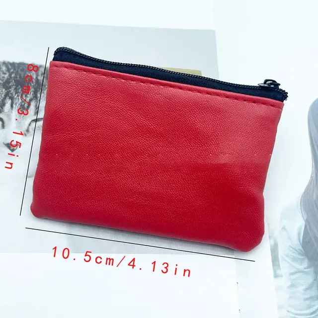 Small Leather Coin Purse with Zipper 2