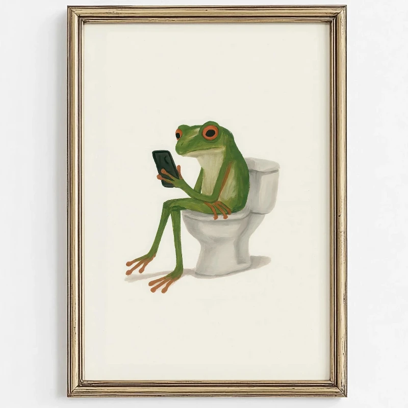 Niedliches Tier-Badezimmer-Wandbild Lustiges Toilettenpapier-Tierposter für Kinder Badezeit-Poster Kinderzimmer 2