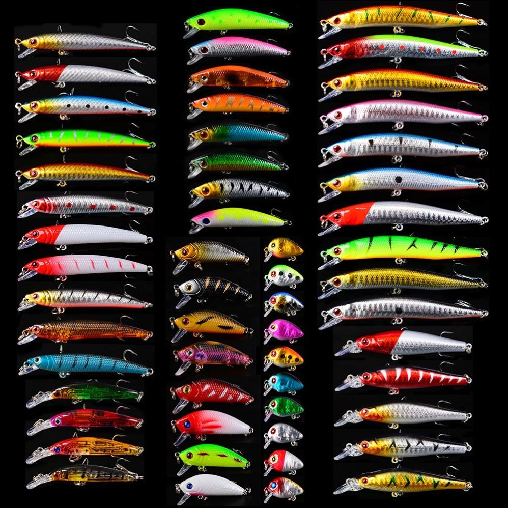 56-Piece Floating Minnow Lure Set