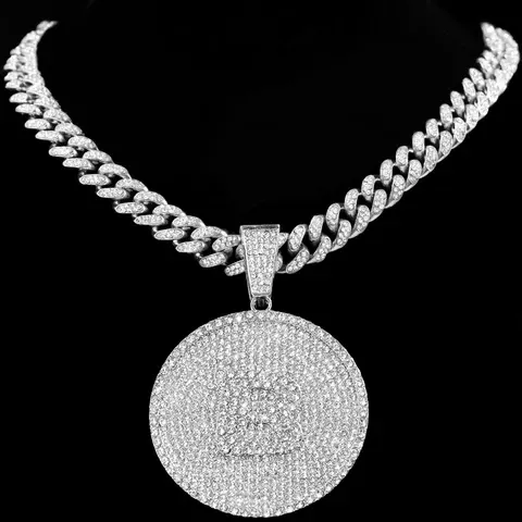 Bling A-Z Initial Pendant Cuban Link Chain Necklace
