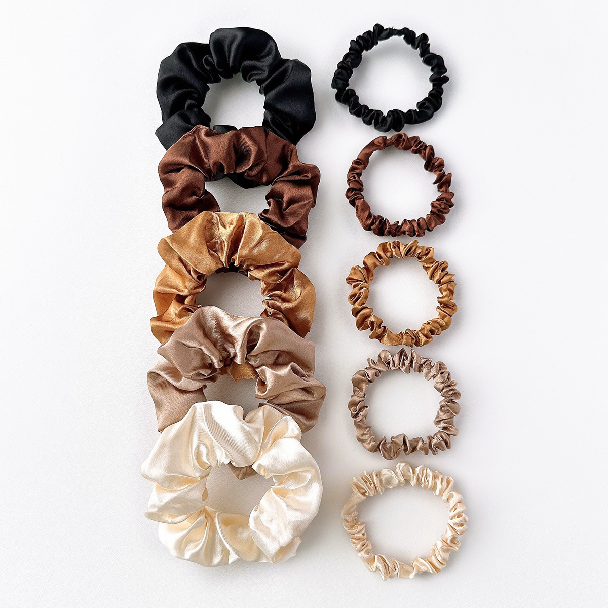 Satin Fabric Large Scrunchies Set in Various Sizes