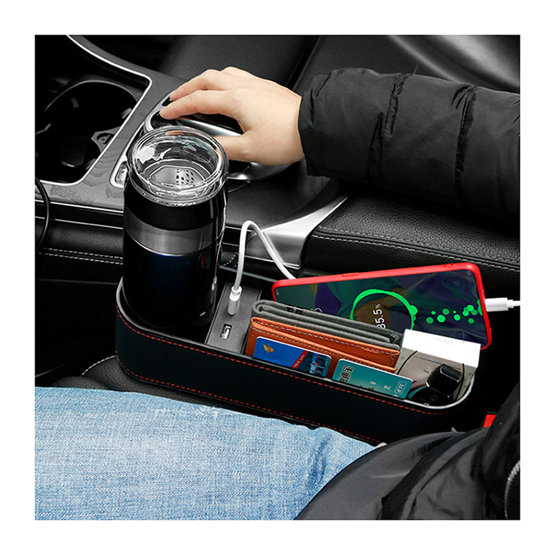 Car Center Console Organizer PU Leather Seat Side