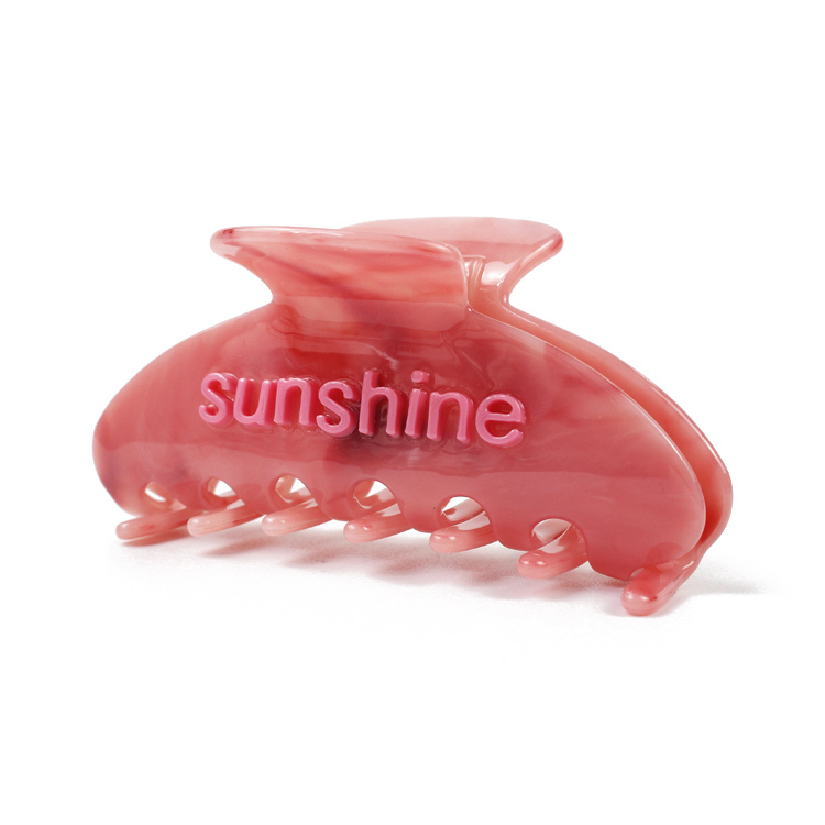 YIYI 10 cm Peach Letter Printed Acetate Claw