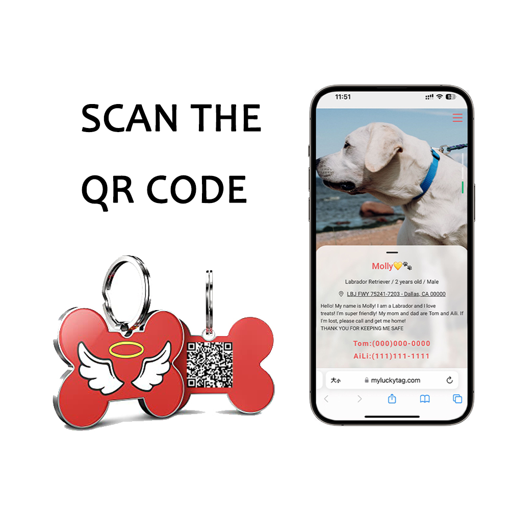 Personalisierte Hundemarke aus Metall mit QR-Code 4