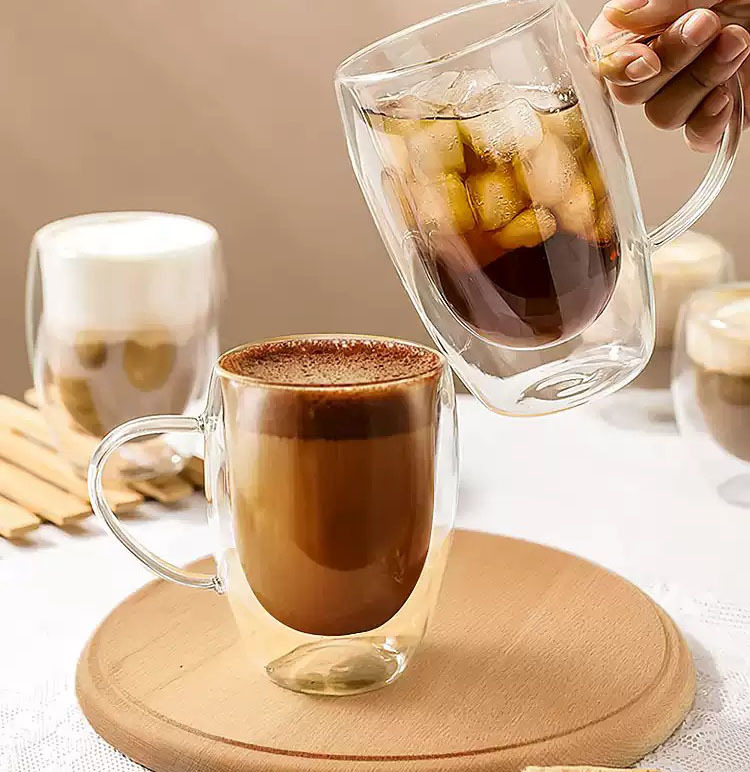 Espresso-Glastasse mit Doppelwand im Set 4