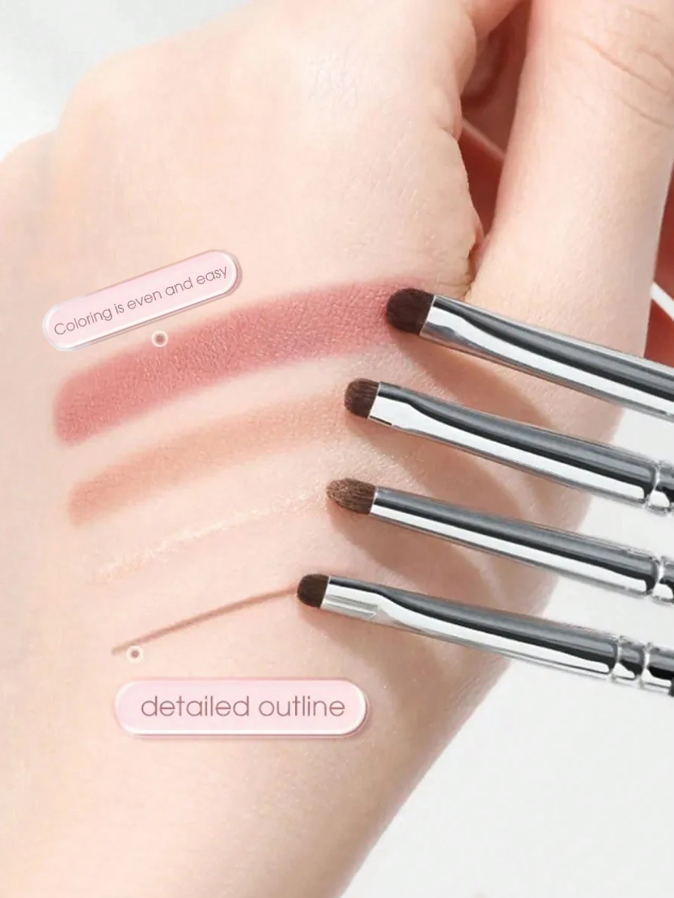 1 Set mit 4 Schwarzen Augendetails Make-up-Pinseln Ponyhaar 3