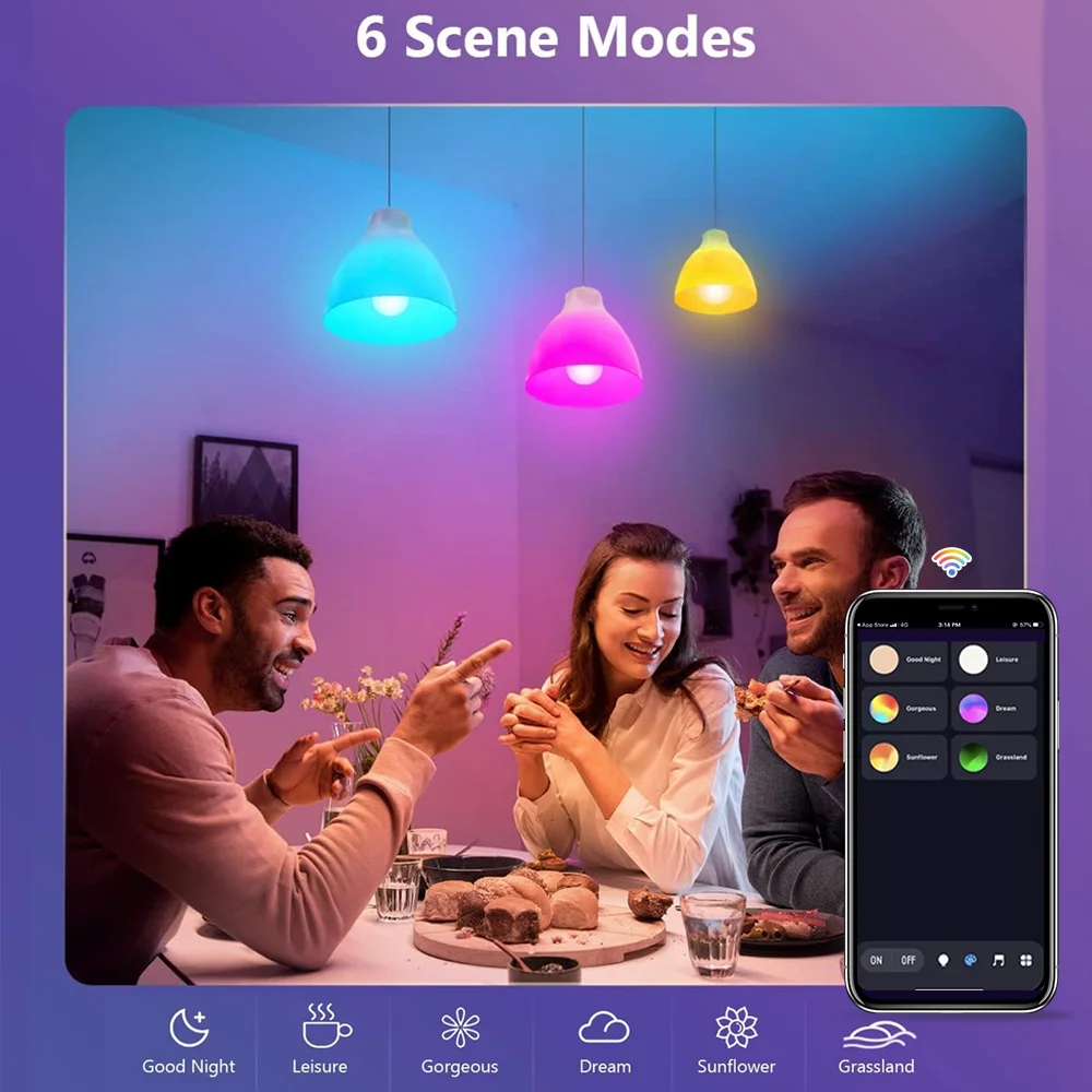 Tuya E27 LED-Glühbirnen Bluetooth Smart Bulb 15W Farbwechsellicht 4