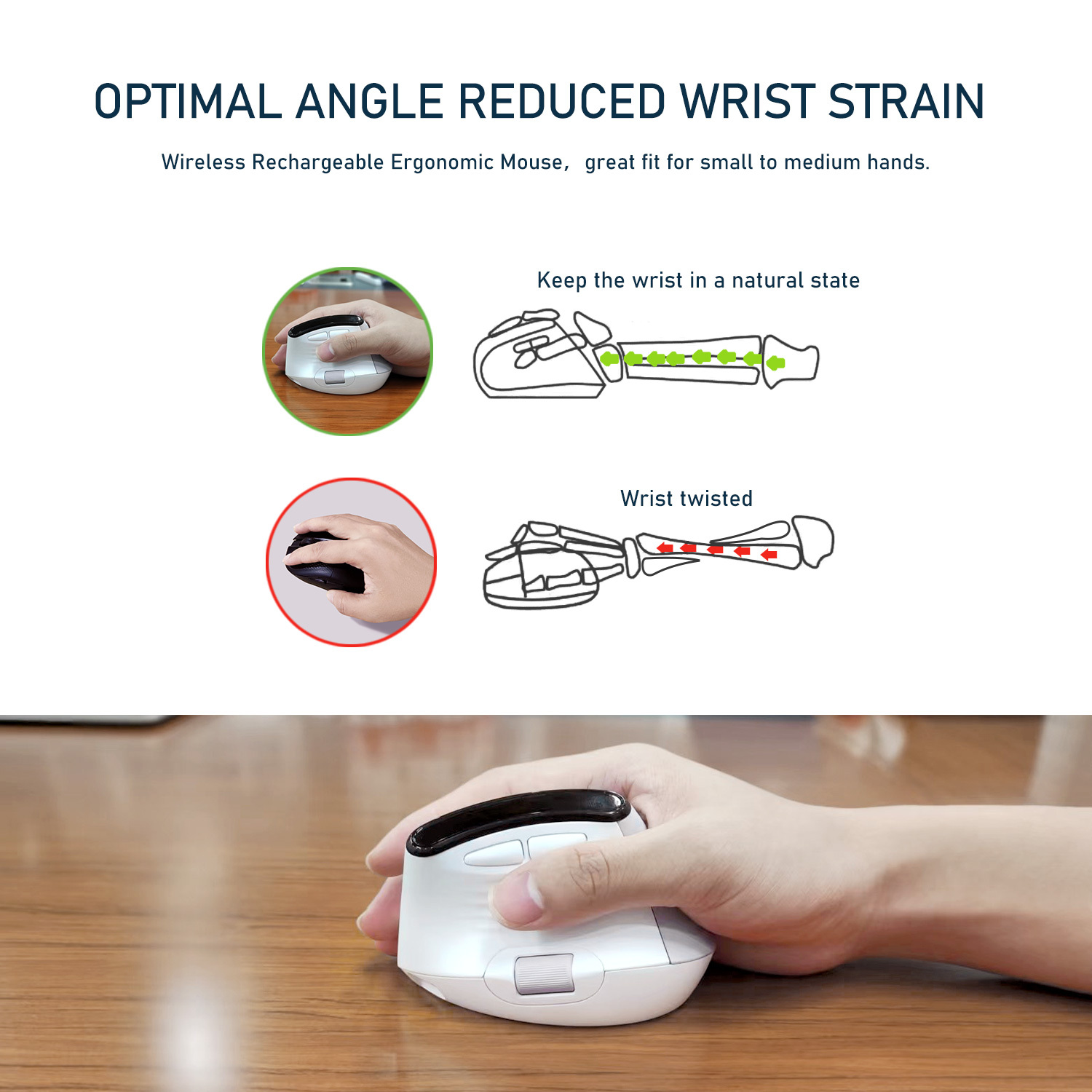Ergonomische Funkmaus mit Seitenrad 8000 DPI 3