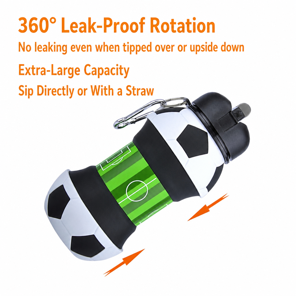 High MOQ Collapsible Silicone Water Bottle Soccer Ball 4